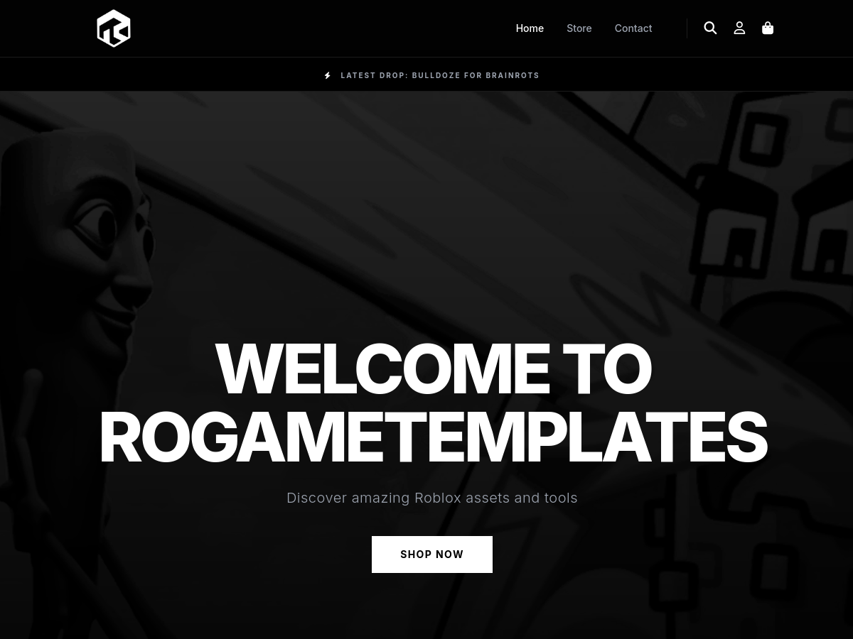 The RoGameTemplates site listing Roblox game templates.